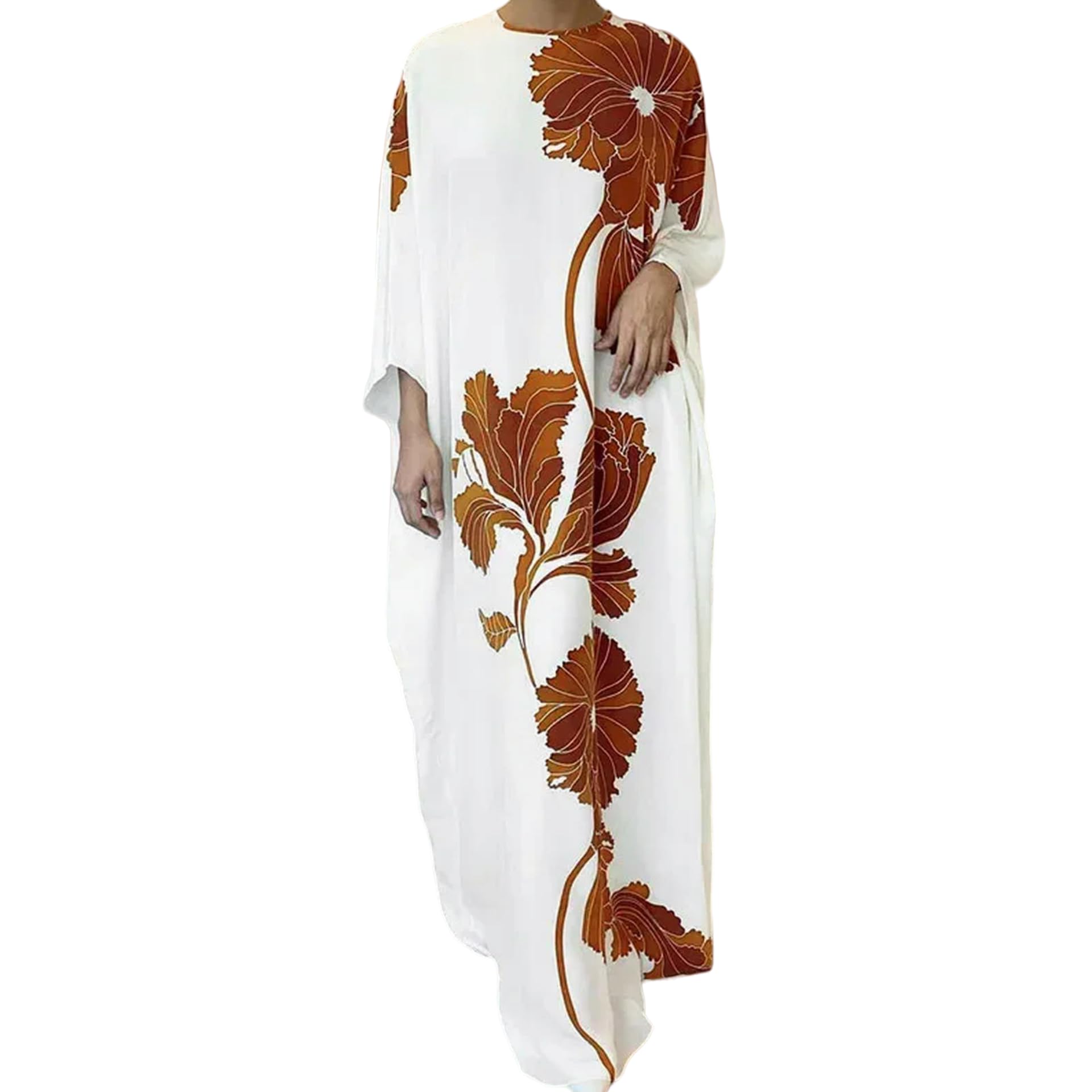 Vestido Tipo Jersey Holgado para Mujer, Vestido Largo Bohemio con Estampado Floral a la Moda Retro, Vestido Elegante de Manga Larga con Cuello Redondo para Fiesta y Oficina 2024