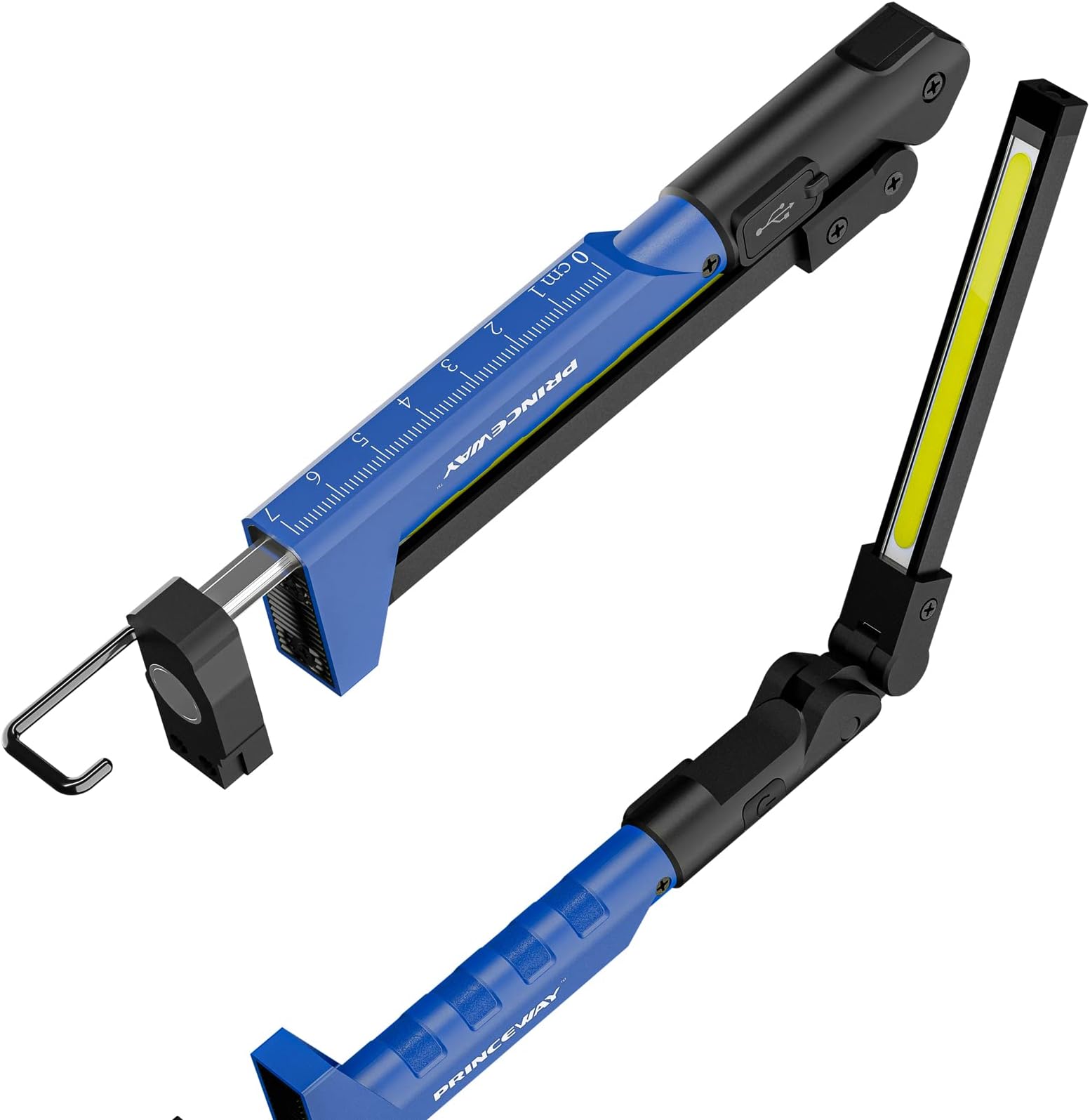 Portable LED Work Light, Rechargeable COB LED Pocket Inspection Work Light, Magnetic Flashlight with Clip and Hook for Mechanics Car Repair, Foldable Lamp and Dimmable Lighting