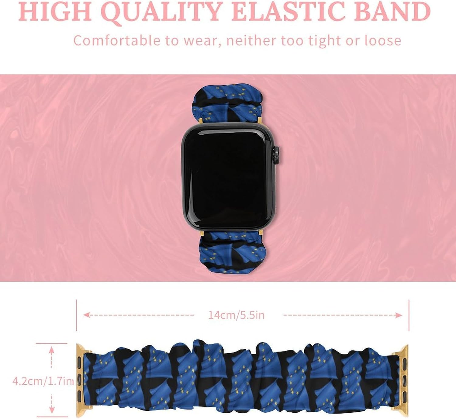 EU Flag Novelty Stretch Bands Compatible with IWatch Replacement Smart Watch Strap image 2