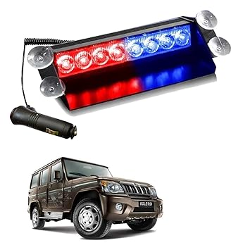 Kandid 8 Led Flash Car Flashing Warning Emergency Windshield Unit 3 Mode Police Strobe Light Lamp For Mahindra Bolero (12V)