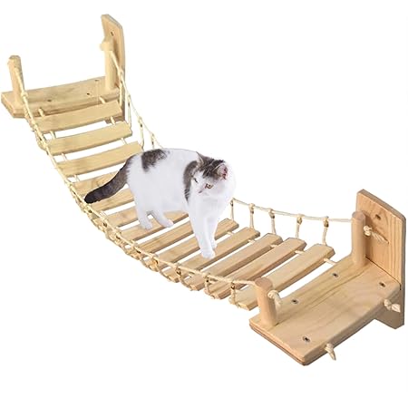 Amazon Yunyuoo キャットウォーク 猫 ハンモック 吊り橋 タワー 猫ベッド 木製 遊び場 ストレス解消 壁掛け用 運動不足解消 組み立て簡単 取扱説明書が付属しております 長さ140cm Yunyuoo ペット用品 通販