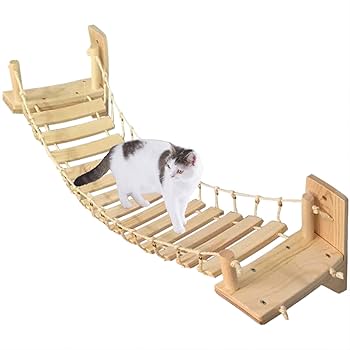 Amazon | Yunyuoo 猫 吊り橋 木製 ハンモック 遊び場 ストレス