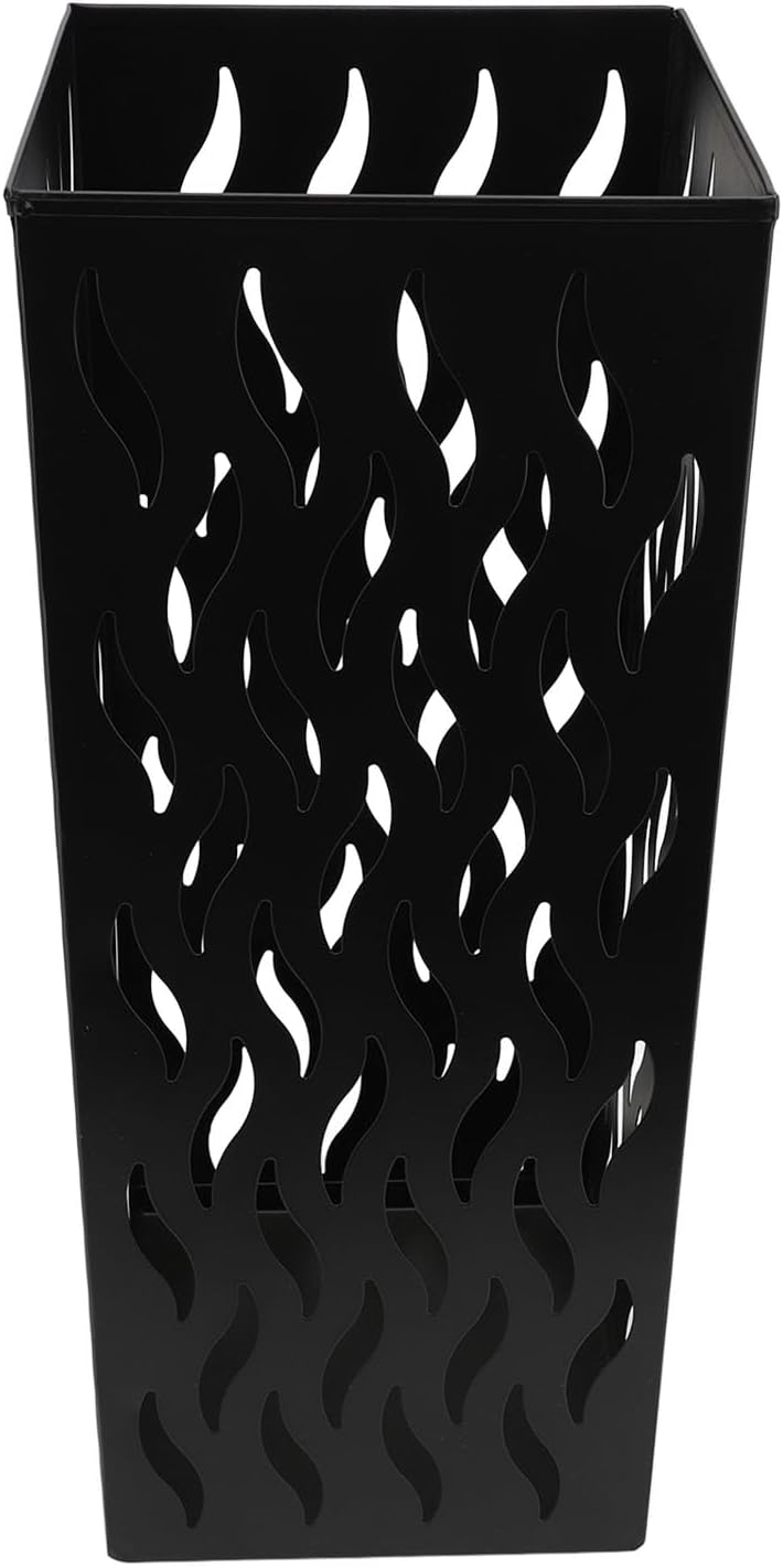 Metal Entryway Rustproof Storage Bucket with Hollow Design for Quick Drying Indoor/Outdoorfor Rain Gear 42x16x1 (Black)