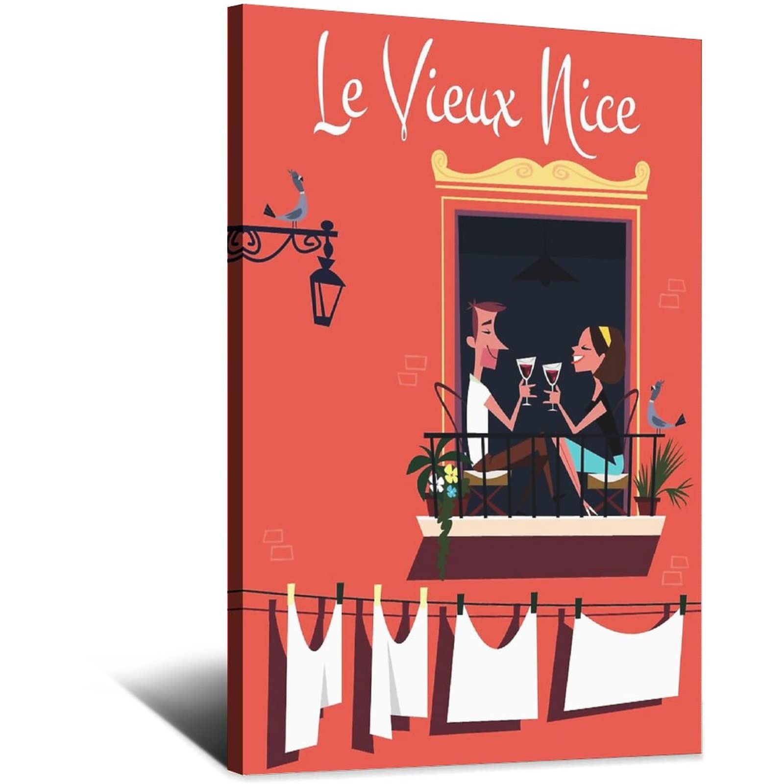 Old Nice France Vintage Travel Poster Canvas Art Wall Decor Poster Picture Print Painting Posters Gift 12x18inchs(30x45cm)
