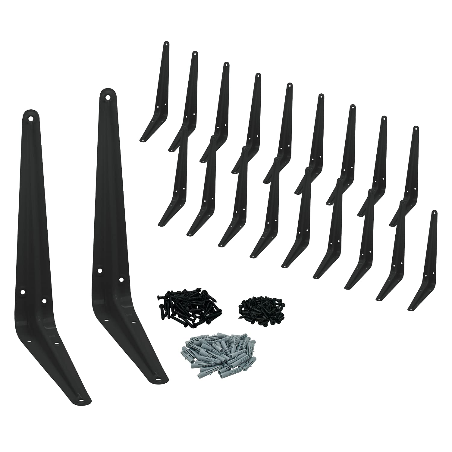 Supports d'étagère robustes en L Nuk3y x20 équerres de fixation murales en métal noir