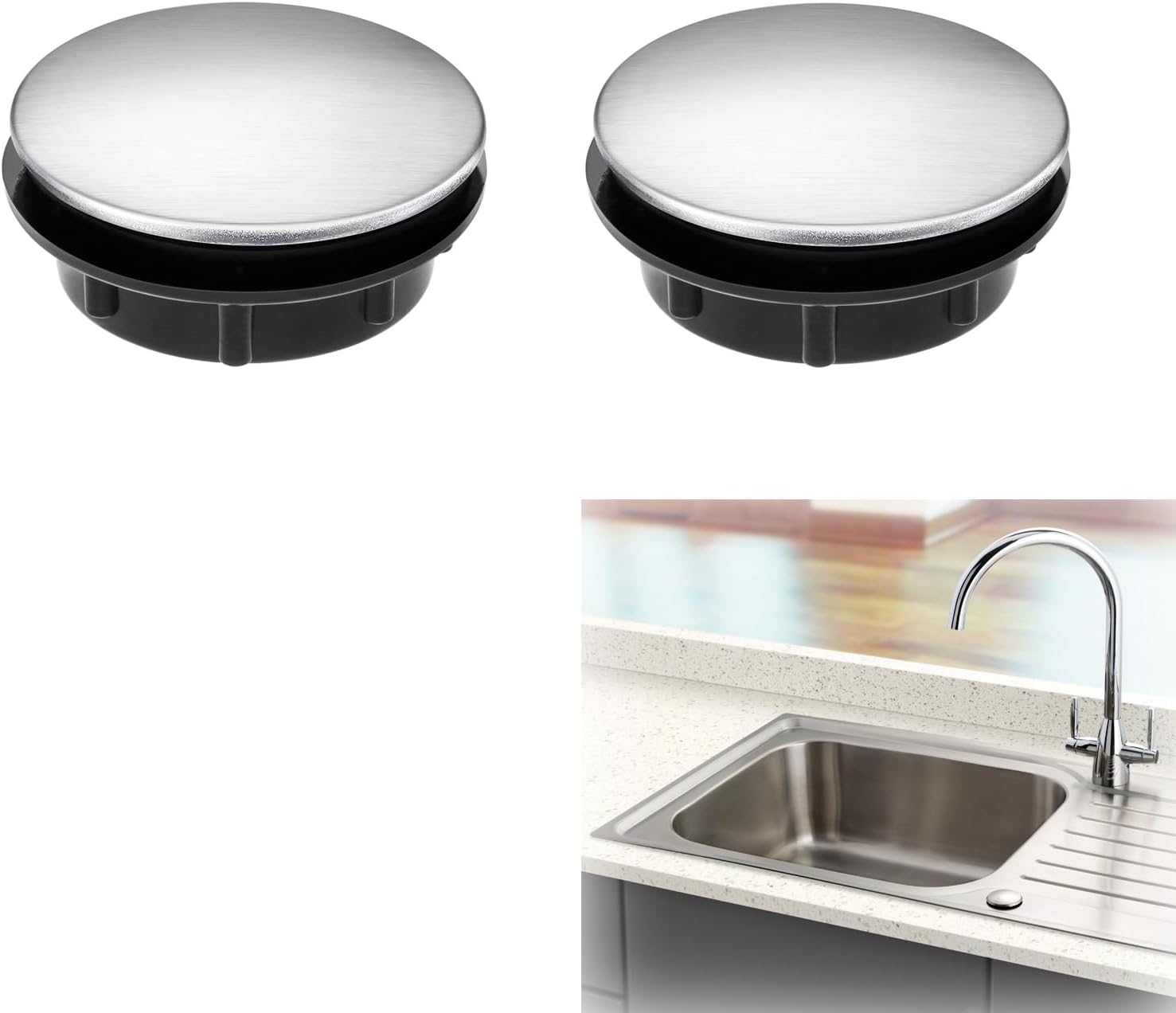 Sink Hole Cover, Overflow Sink Tap Hole Cover Stainless Steel, Faucet Sink Blanking Cap Bath Tap