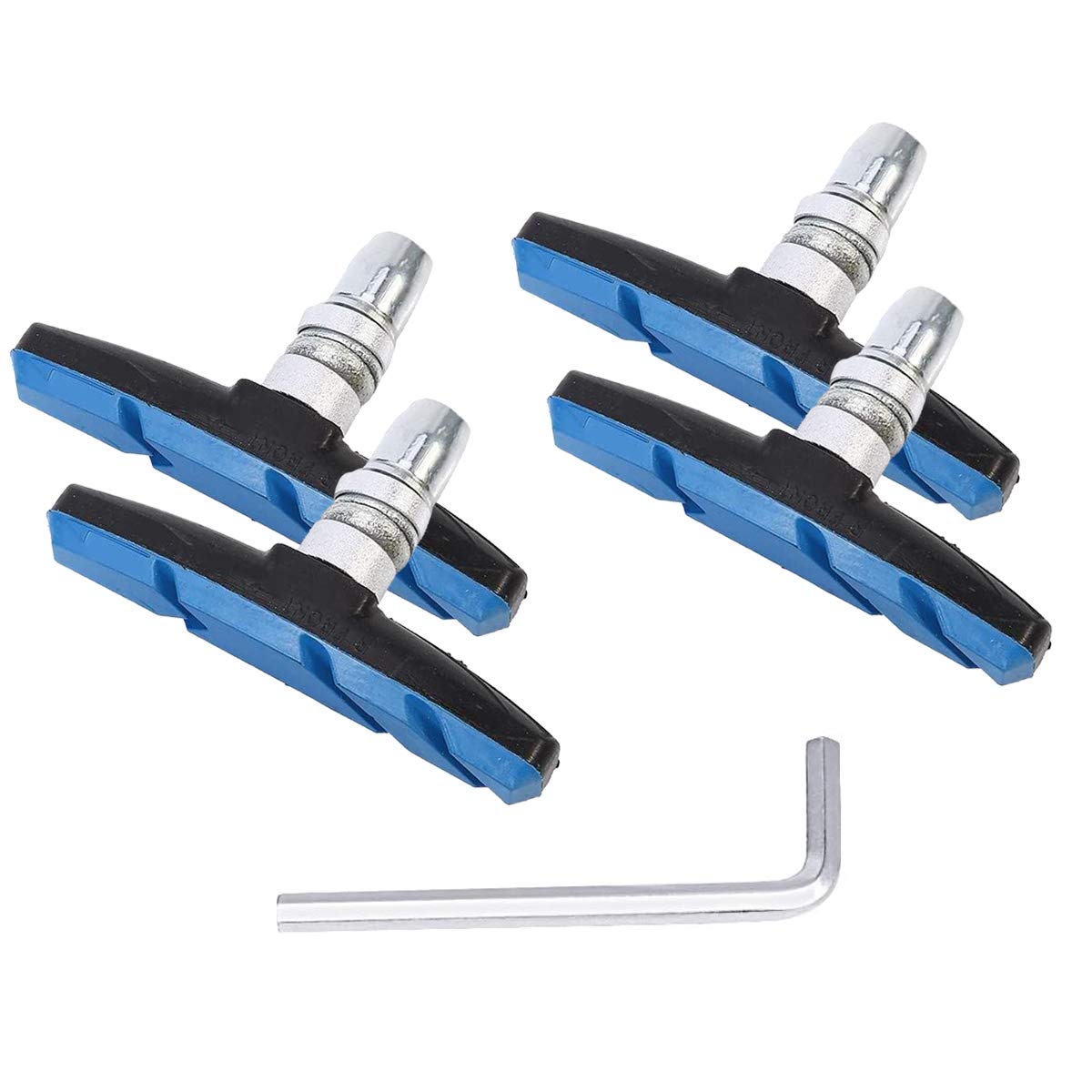 PLATTBKBike Brake Pads 2 Pairs with Installation Tool No Noise Long 70mm Rubber Durable V-Brake Pads for Mountain Bicycle