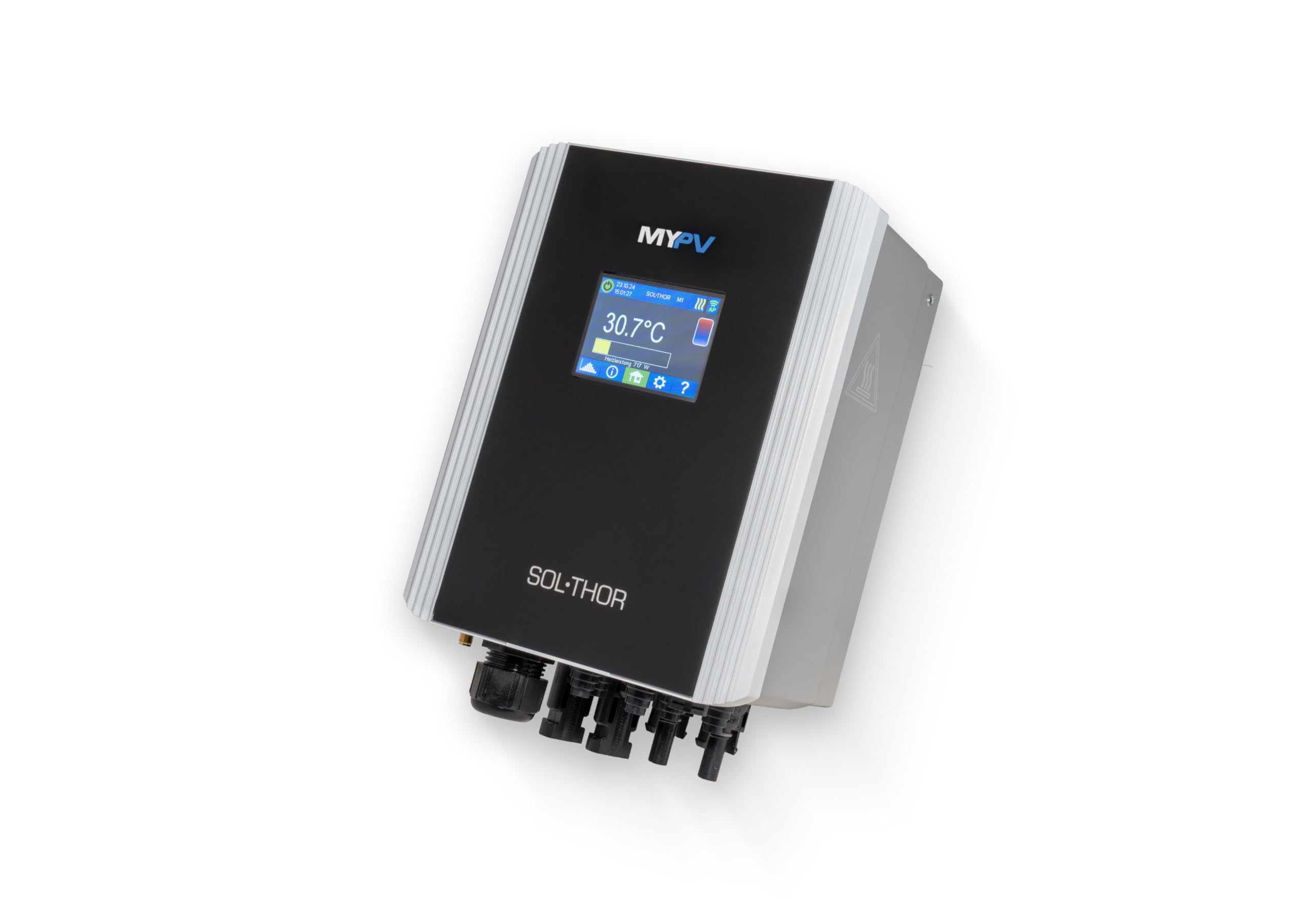 my-PV – SOL•THOR | DC Power-Manager für autarke Wärmebereitung mit Photovoltaikstrom. Reiner Inselbetrieb, ohne Wechselrichter (Off-Grid). Stufenlose Gleichstromregelung von 0 bis 3,6 kW