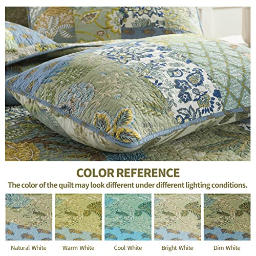 Twinrun Quilt Set Queen - Stitched Patchwork Queen Quilt Bedding Sets With 2 Pillow Shams, Reversible Lightweight Bedspreads Queen Size For All Seasons #TOP6