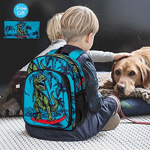 Mochila infantil para meninos, mochila infantil dinossauro de 12,5 pol.