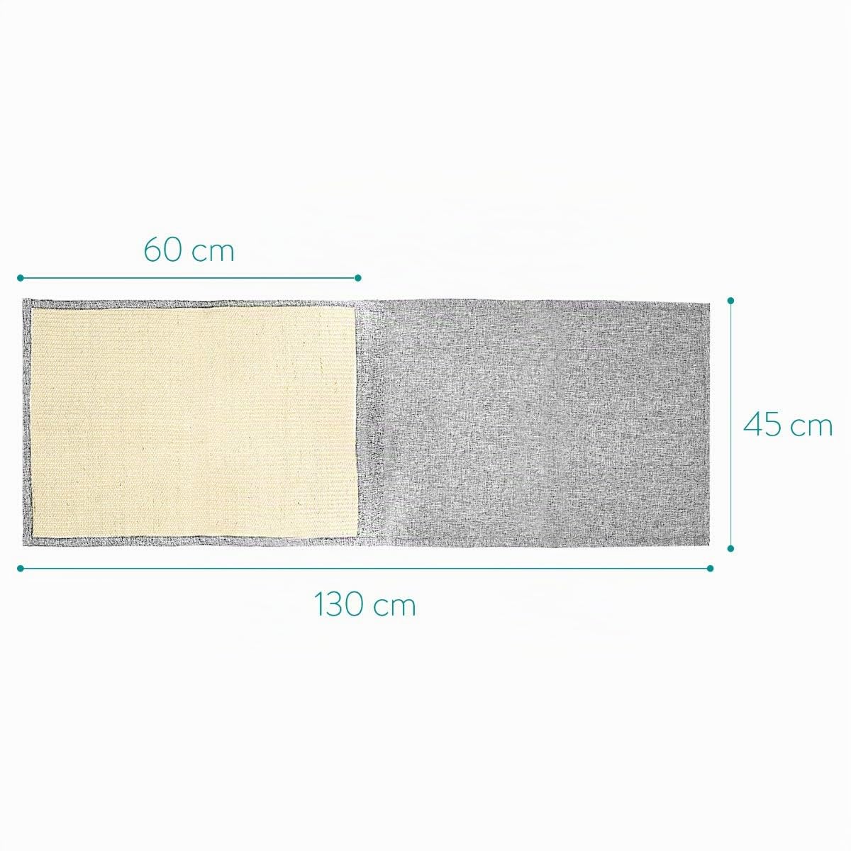 Navaris Tapis Griffoir pour Chats - Protection Canapé Fauteuil Meuble Sol Mur - Tapis en Sisal et Lin - 130 x 45cm - Adapté pour Chat Chaton Chien