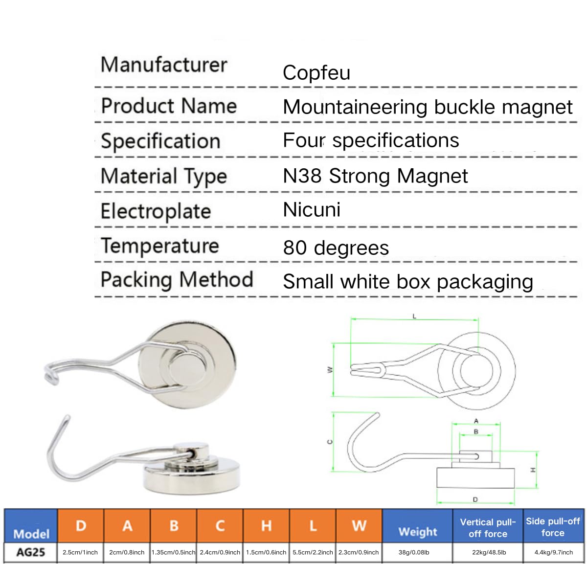Magnetic Hooks 48 LBS Magnetic Hooks Cruise Heavy Duty Strong Neodymium Swivel Magnet Hook for Hanging, Magnets with Hook for Refrigerator, Grill, Locker - 3 Pack (Blue)