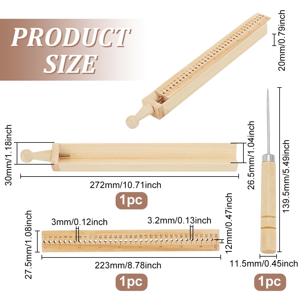 BENECREAT Outil de Poinçonnage de Reliure en Bois Kit de Reliure à Main Fournitures de Reliure avec Poinçon et Berceau pour L'Artisanat de Bricolage Cahier Revues Planificateurs