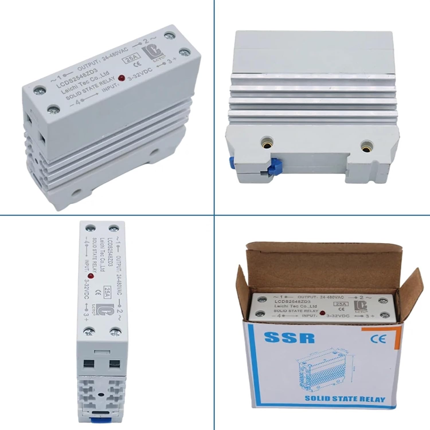 Slim Rail SSR-10DA SSR-25DA SSR-40DA 10A 25A 40A Single Phase Solid State Relay Module DC Input 24-480V Output AC DC-AC(40DA)