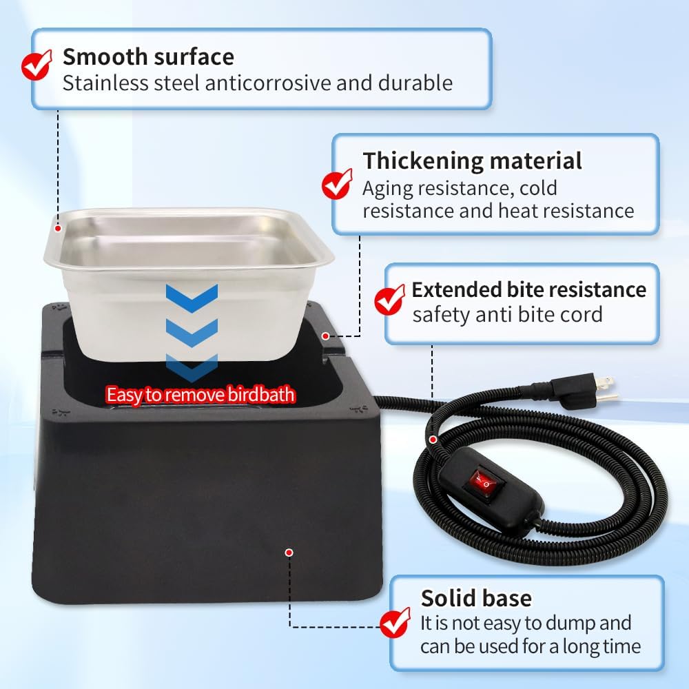 Heated Water Bowl for Dog Cat 110oz Outdoor Watering and Dood Dish in Winter