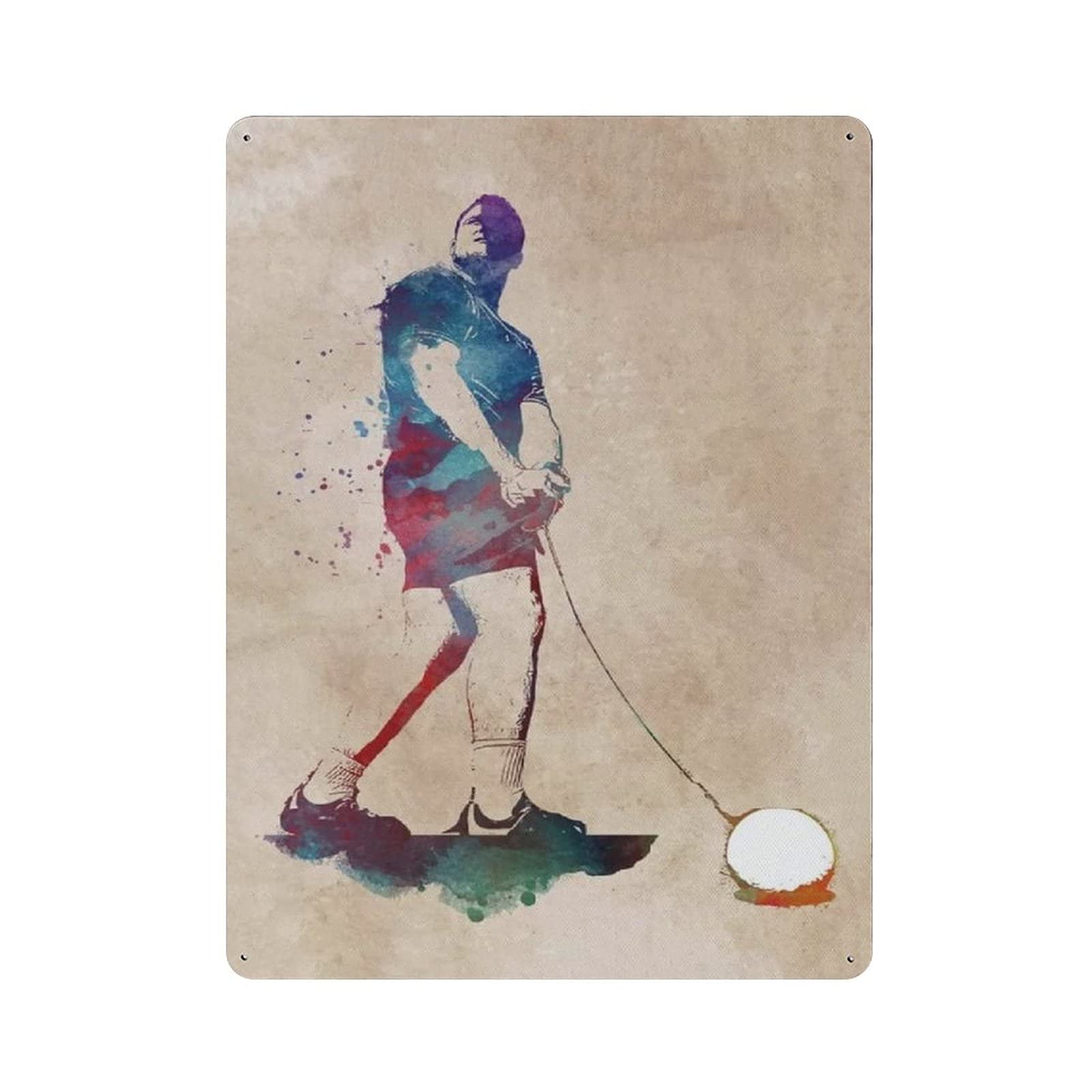 Metal Tin Sign Hammer Throw Watercolor Sports Vintage Tin Poster Metal Sign Wall Decoration Country Kitchen Home Garage Decor 16"x12"