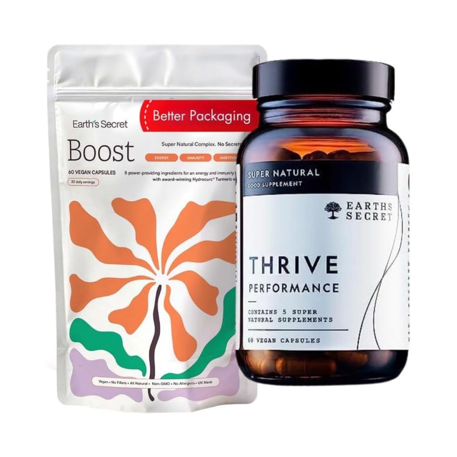 Earth's Secret Organic Turmeric Capsules - Extracted with Hydrocurc Turmeric, Spirulina, Reishi Mushroom, Black Elderberry & Ginger Root - Award Winning Supplement for Men & Women - 60 Vegan Capsules