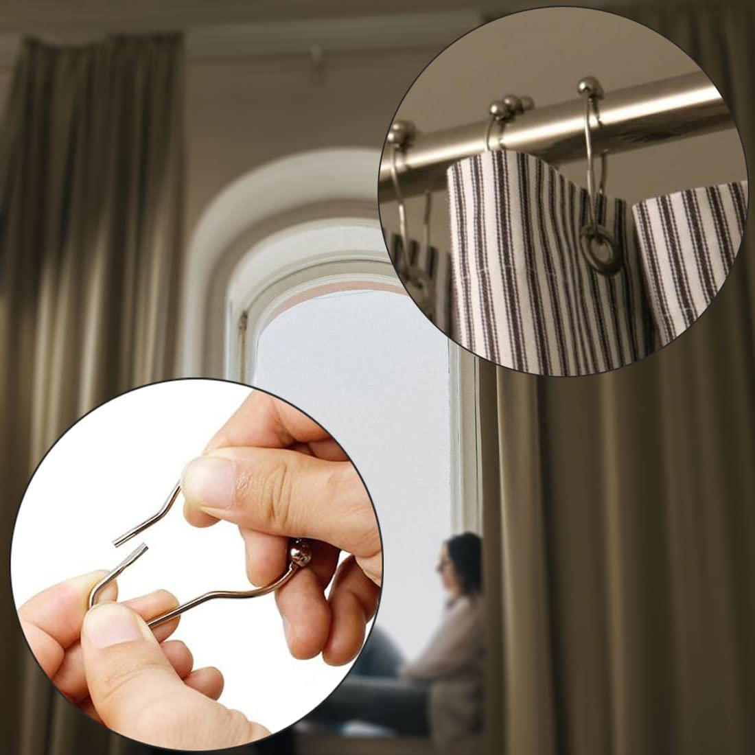 Amazer Lot De 12 Anneaux De Rideau De Douche En Acier Inoxydable