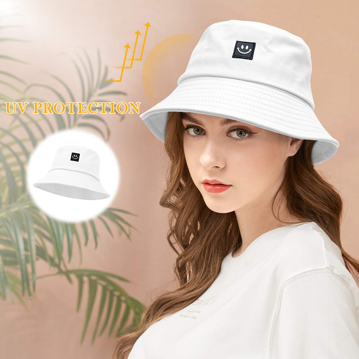 Feng Shui， Sombreros de Pescador para Mujer - Sombreros de Sol de Playa de Verano de algodón Reversible Sombrero de Pescador Plegable para Viajes Playa Senderismo Reino Unido