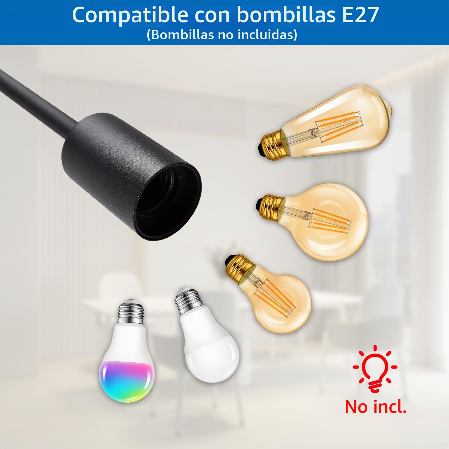 ANWIO Lámpara Colgante de Techo 4 Luces,Negro Lámpara de Techo LED Colgante, Iluminación Colgante de Metal, E27 Casquillo Iluminación para Comedor Cocina Salón Bar Pasillo,etc.EUC-EA190814-27-04CB-1U