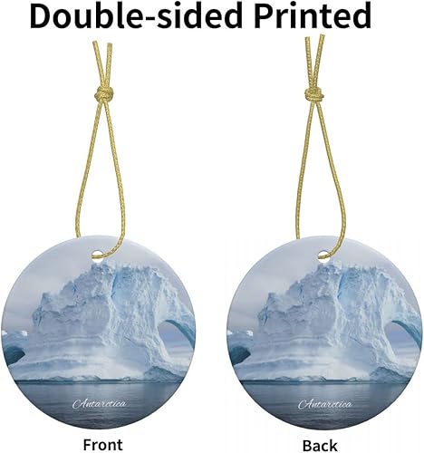 Miniatura 3 de Adorno de la Antártida, adorno navideño de cerámica de doble cara de 3 pulgadas, recuerdo de viaje por la ciudad, adornos colgantes redondos,