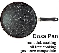 Vista 2 de Sartén Dosa antiadherente plana Tawa para Dosa Crepes panqueques Roti & Paratha de aluminio resistente con mango que se mantiene fresco, grosor