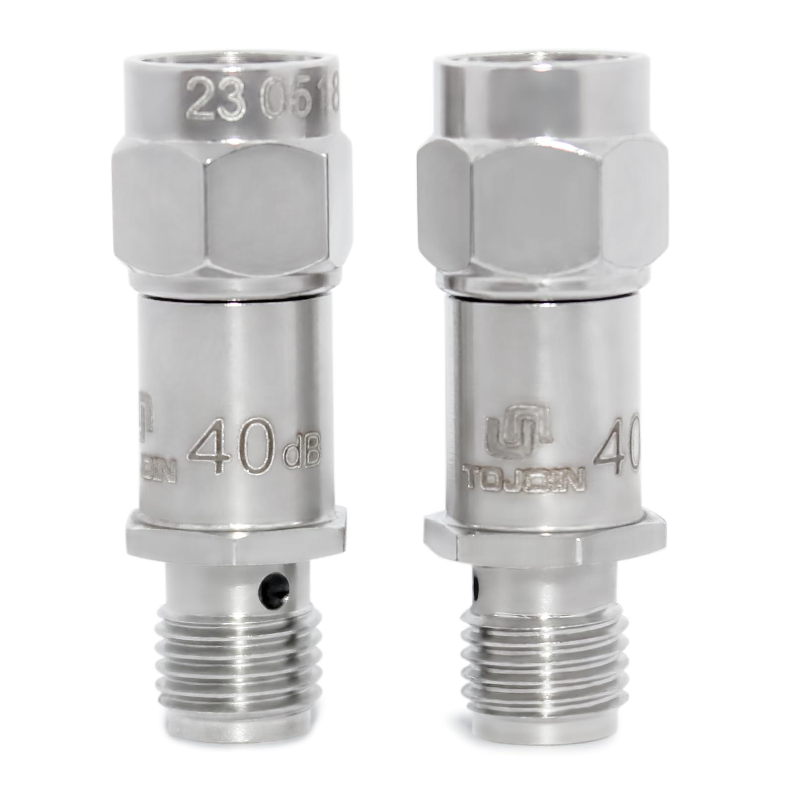 TOJOIN 2PCS RF Attenuatore Coassiale 12.4GHz 50ohm Attenuatore Fisso SMA Maschio a SMA Femmina, 2W 3-40dB per Comunicazioni Mobili Aviazione Radar (12.4G 40dB)