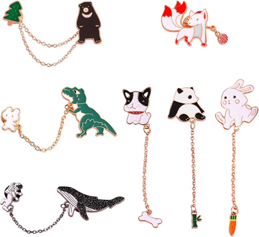 Brooch Lapel Pin Set of 7 Animal Shapes, Cats, Dogs, Penguins, Rabbits, Panda, Bear, Fox, Brooch Pins, Backpacks, Badges, Hats, Bags, Lapel Pins, Accessories, Enamel Alloy, Gift, Gift,
