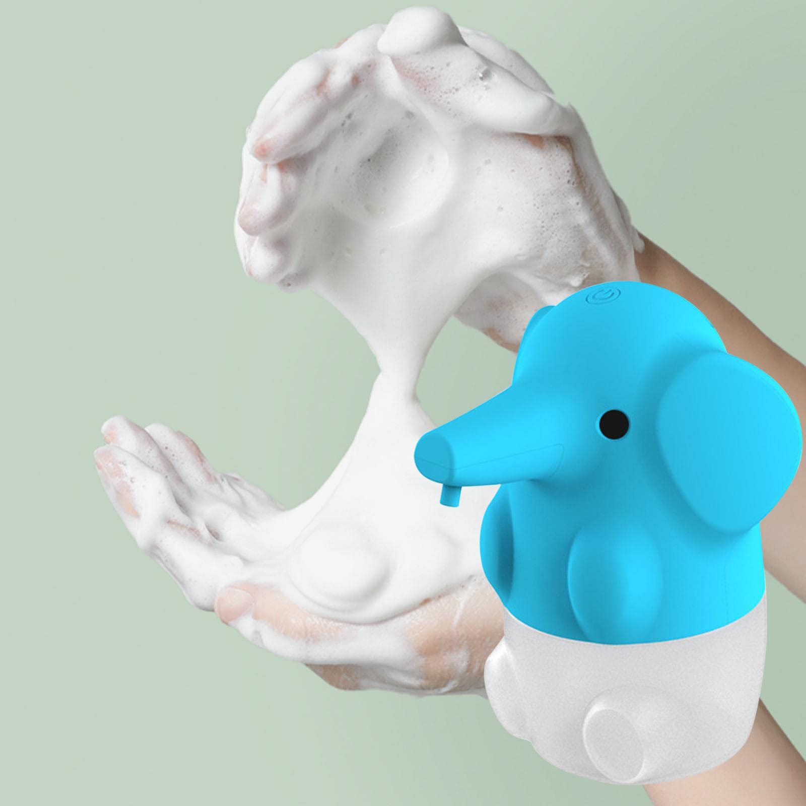 Dispensador Automático de Jabón con Forma de, Bomba de Espuma, Infrarrojo, Depósito de 250 Ml, Puerto USB Doble, Práctico Y Adecuado P, Azul, Individual