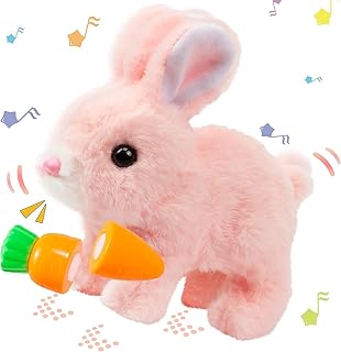 Asslye Interaktives Kaninchen Spielzeug, Hase Plüschtier mit Geräuschen, beweglichen Ohren und Nase, Süßes Geschenk für Weihnachten, Geburtstag, Kinder und Mädchen, Hüpfender Stoffhase product image