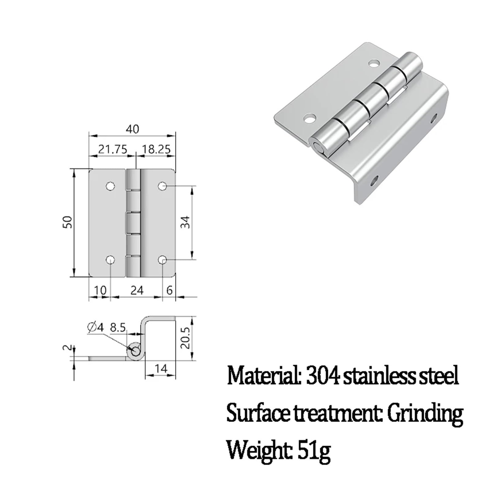 Bisagra mecánica de acero inoxidable 304 reforzado con amortiguador de apertura y cierre de 270 grados y hoja de perfil de aluminio.(Style 4)