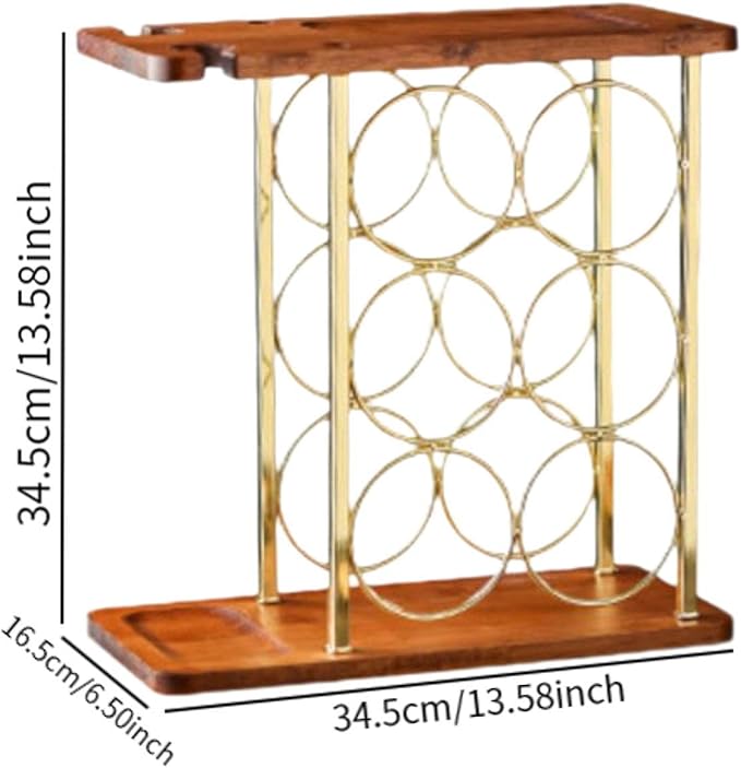 Soporte para Botellas de Vino de Hierro y Madera Dorado miniatura 2