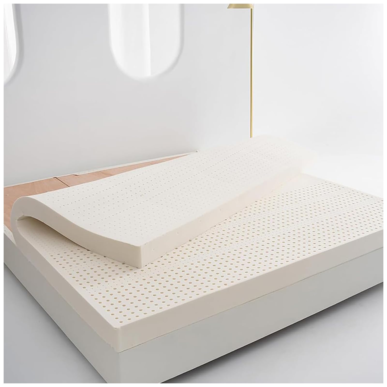 Matelas 100 % latex naturel avec housse en coton biologique, respirant et durable, doux et offrant un bon maintien, surmatelas de qualité supérieure pour un sommeil confortable