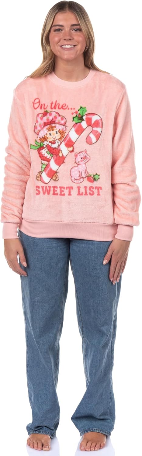Mad Engine Strawberry Shortcake Sweatshirt Women's Sweet List Long Sleeve Fleece Pullover
