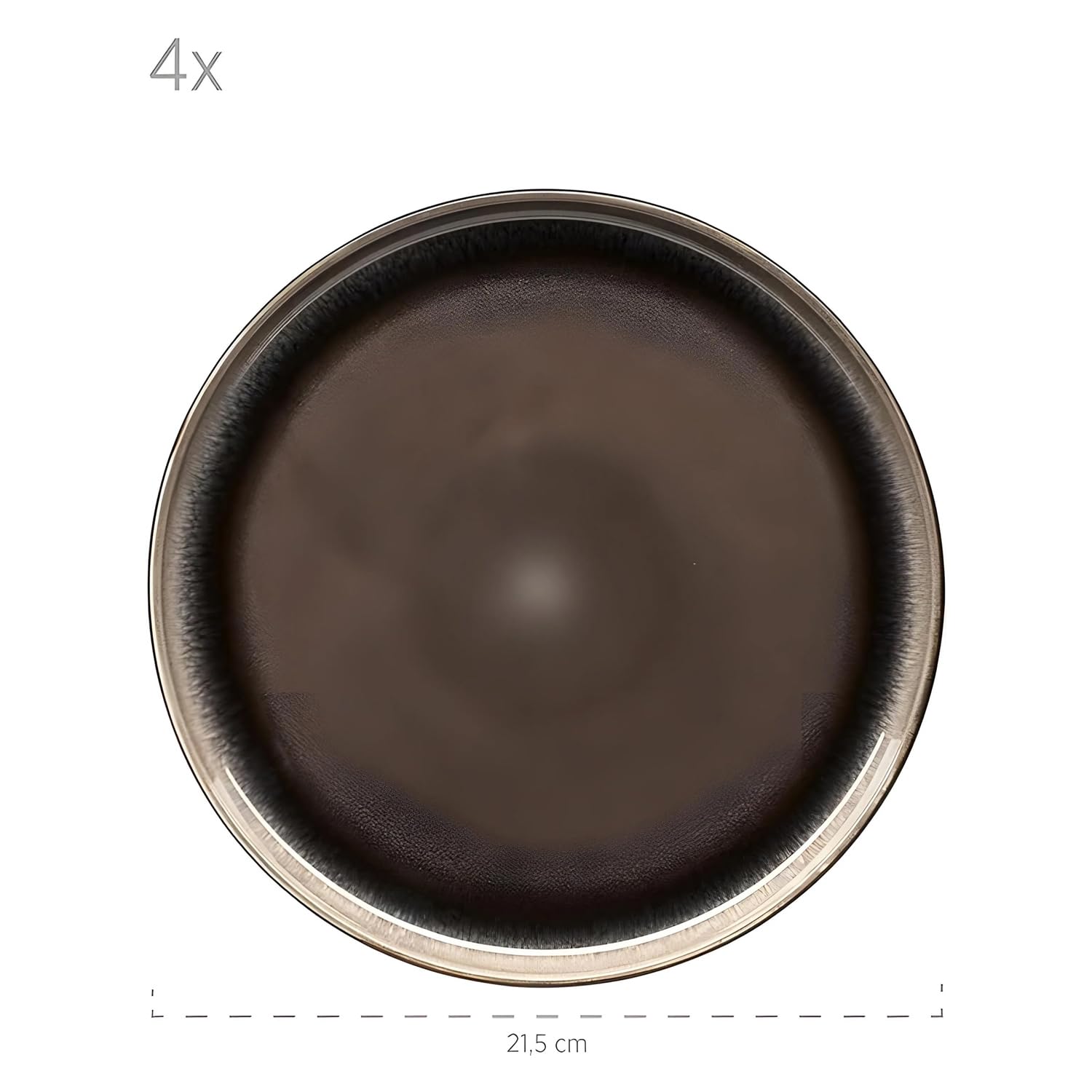 MÄSER Serie Niara, set di piatti da dessert moderni per 4 persone, in stile vintage, piccoli piatti in ceramica, gres, grigio/nero