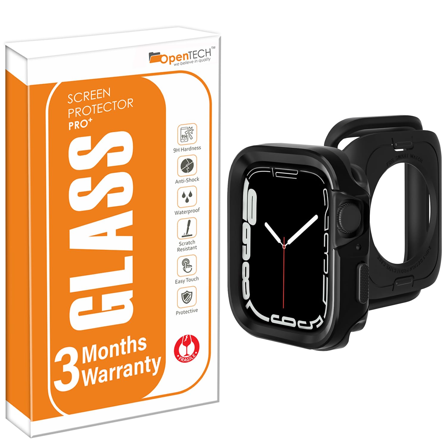 OpenTech Soft Matte Silicone Military Grade Back Case Cover Compatible For Apple Smartwatch Series 9/8 / 7 (45Mm), Series Se2 / 6 / Se / 5/4 (44Mm) Fall Protection Shockproof (Black)-image-44