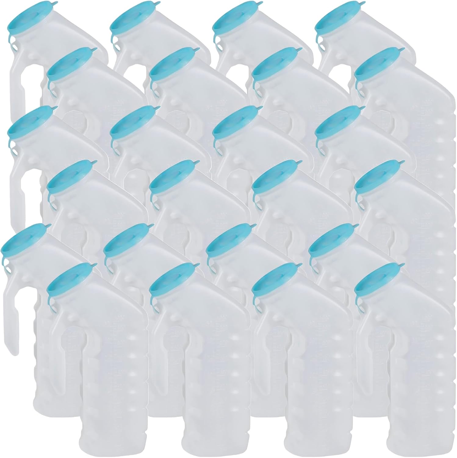 Vakly Male Urinal with Glow in The Dark Cover and Handle [32oz Pack] Portable Handheld Overnight Pee Bottles for Men Used in Hospitals, Incontinence, Emergency and Long Travel - Easy to Clean (24)