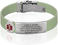 Vista 91 de Divoti Pulsera de identificación de alerta médica grabada personalizada, grabado láser de doble cara, pulsera de silicona, cierre de seguridad