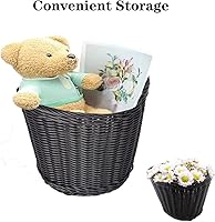 Vista 8 de Cesta para bicicleta, cesta de almacenamiento frontal para manillar con correas de cuero ajustables, accesorios de bicicleta, tejida a mano