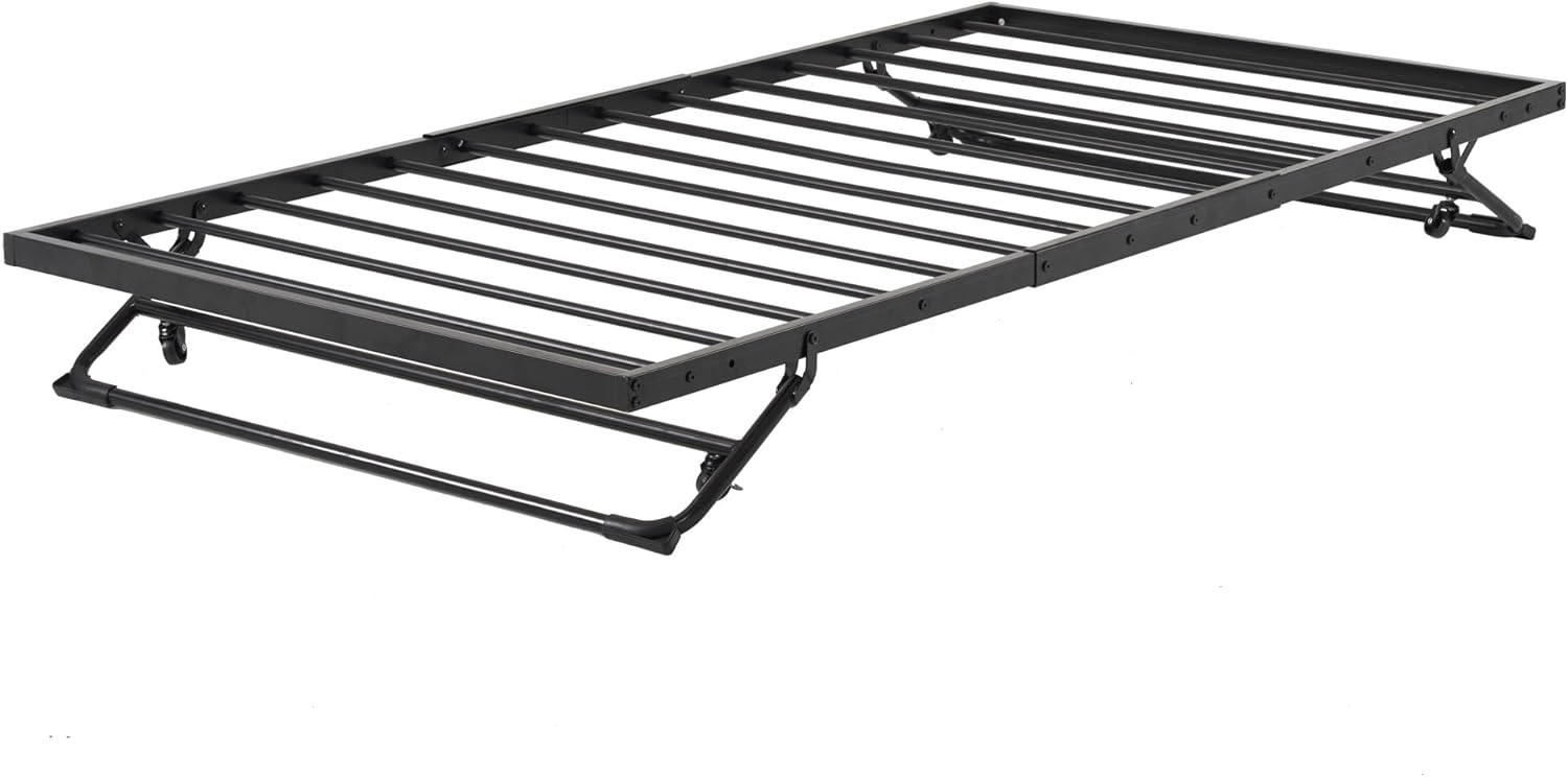 ブラック パイプベッド 折りたたみベッド シングル 下収納 耐荷重120kg  