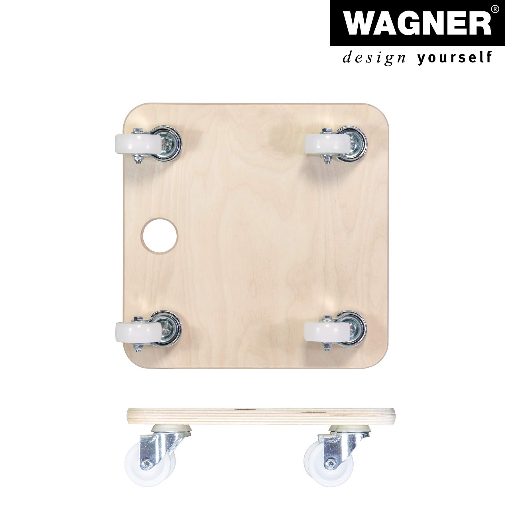 Wagner Chariot de Transport MM 1352 I 29 x 29 x 8,5 cm - Charge 250 kg - pour Objets, équipements et Meubles I Trou de préhension I très Mobile I certifié FSC® - 20135201