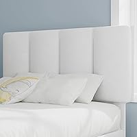 Vista 4 de VECELO - Base de cama tamaño individual con cabecera tapizada, plataforma con soporte de listones de madera de alta resistencia, no necesita somier