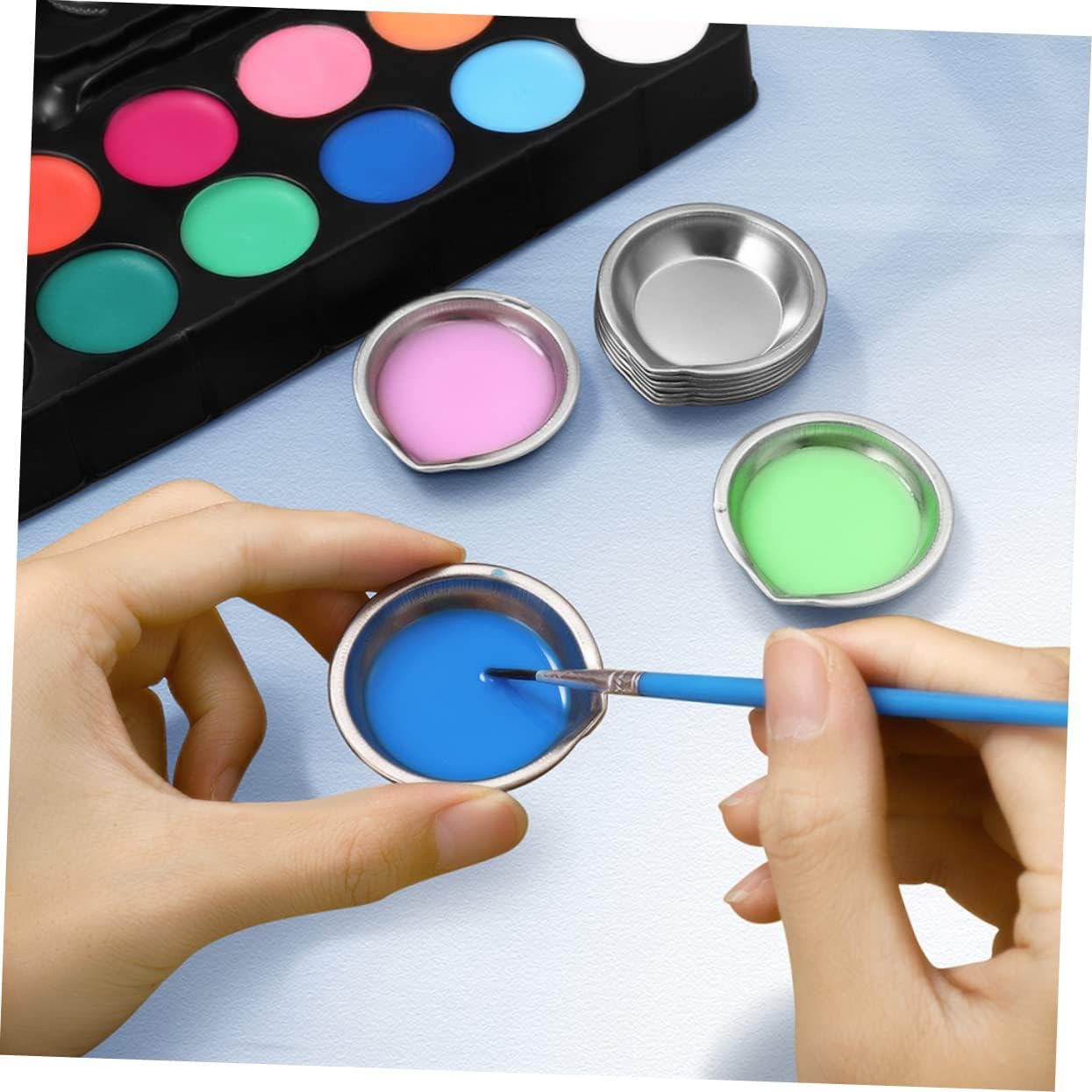 18 Piece Stainless Steel Painting Tray for Artists and Students
