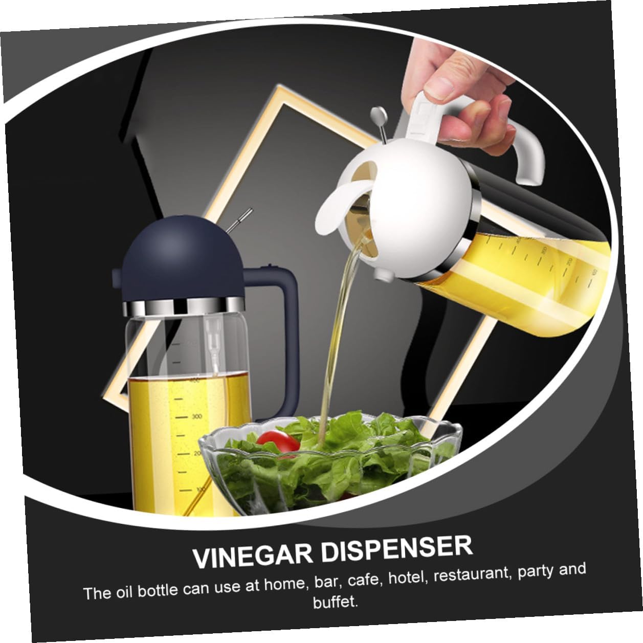 Automatic Glass Oil Sprayer Bottle with Press-open Lid, 350ml Cooking Oil and Vinegar Dispenser for Kitchen Use, White Elegant Design