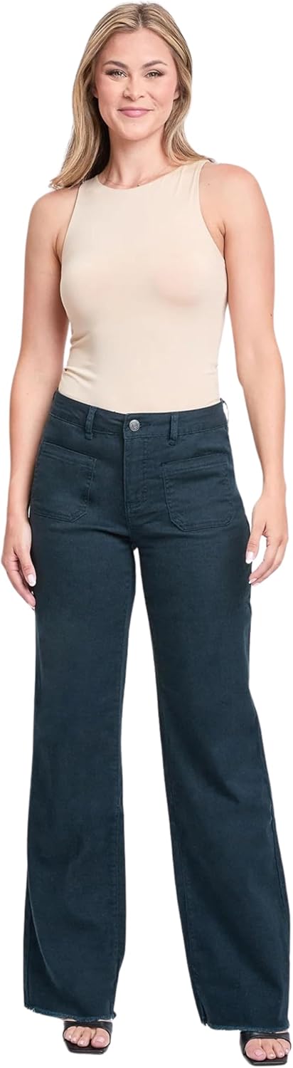 ROYALTY FOR ME Women's High Rise Snip to Fit Wide Leg Pant, Blueberry, 06