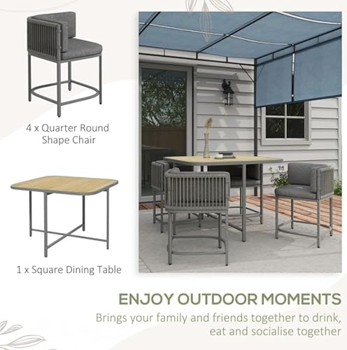 Metal Garden Furniture Conservatory Grey Rattan Compact Set Outdoor Space Saving Dining Patio Square Cube Table Cushion Chairs 4 Seater Lounge Deck 4 Metal Garden Furniture Conservatory Grey Rattan Compact Set Outdoor Space Saving Dining Patio Square Cube Table Cushion Chairs 4 Seater Lounge Deck - Image 4