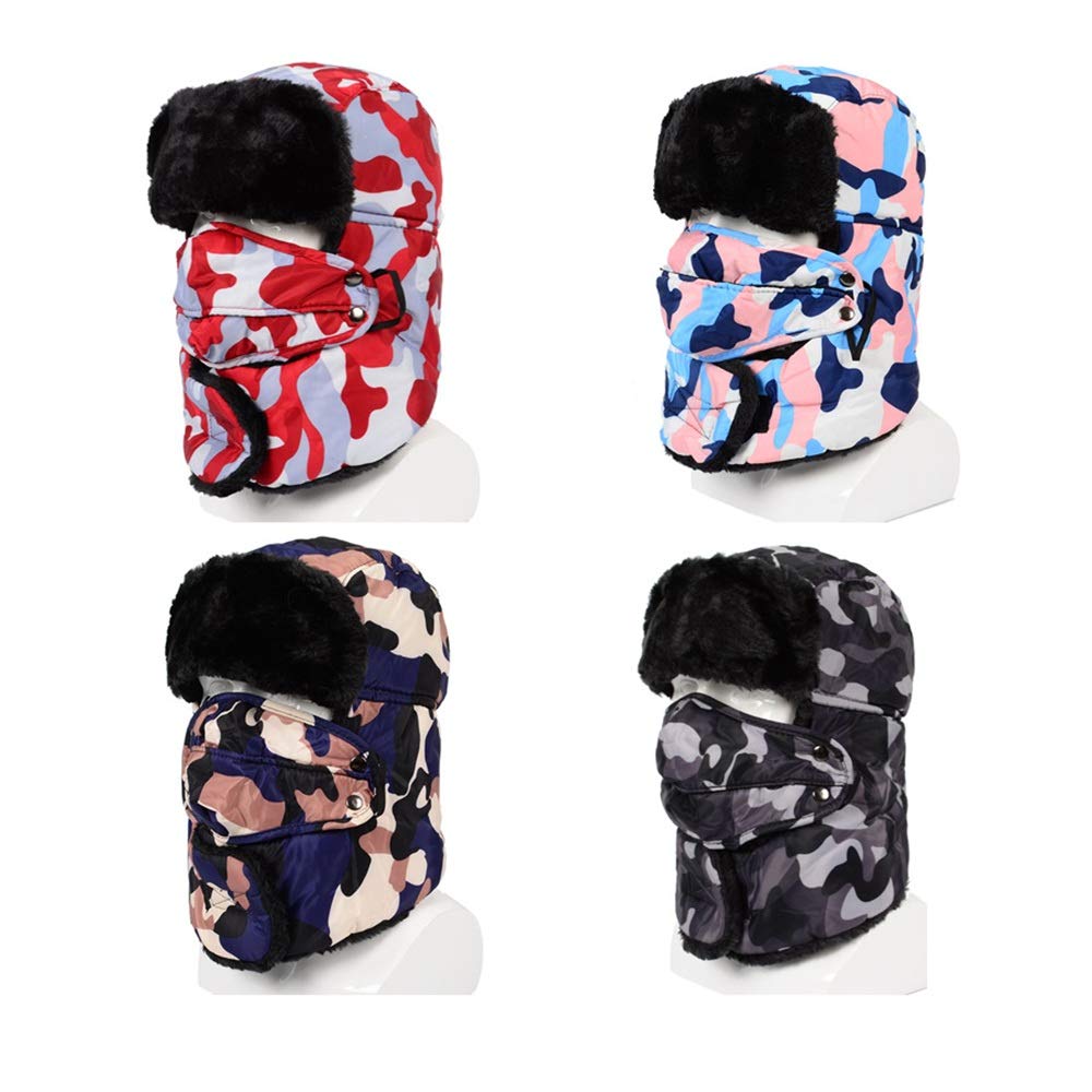 Gorro de esquí cálido unisex para invierno, sombrero de caza para hombres y mujeres, correa para la barbilla y máscara resistente al viento