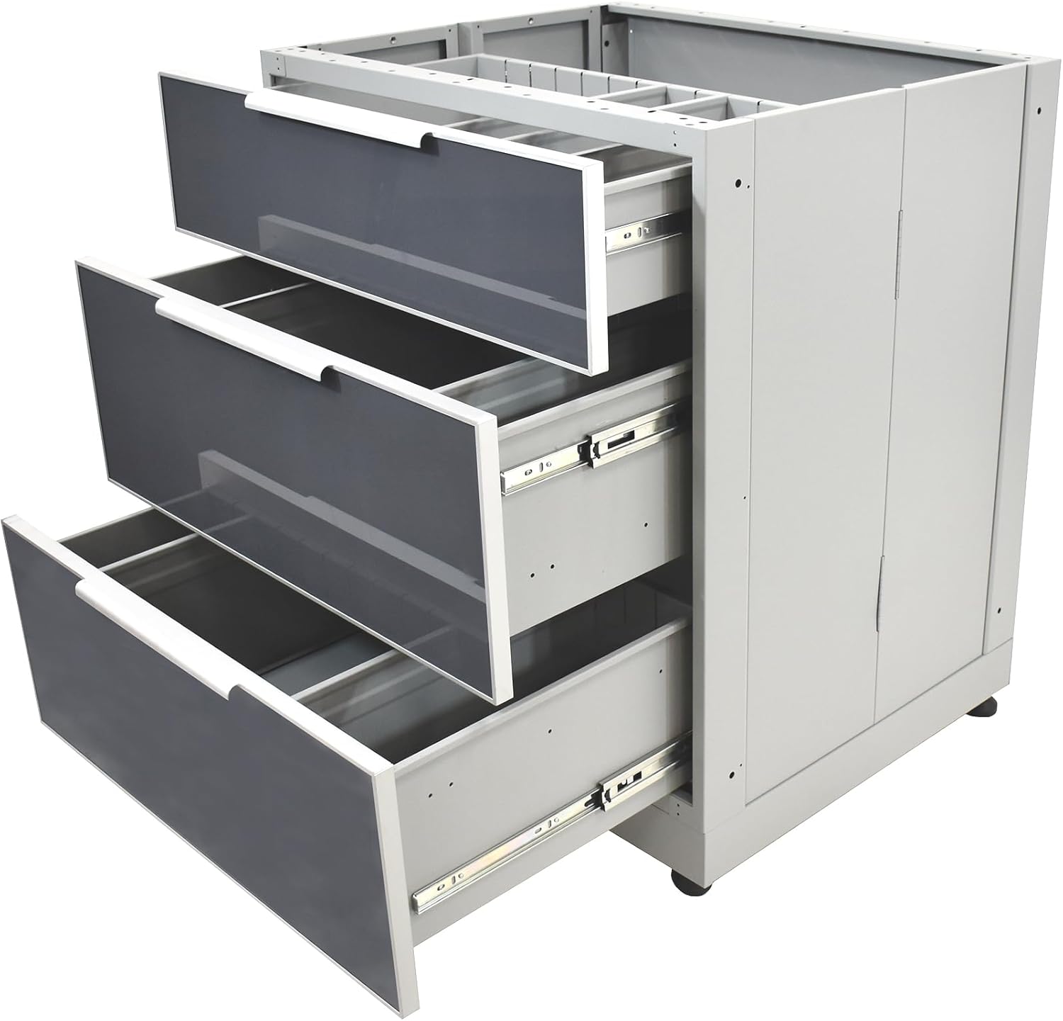 Blue Sky Outdoor Living 2-Piece Modular Outdoor Kitchen Combo Set - Weather-Resistant Stainless Steel and Tempered Glass - Includes 3-Drawer Storage, 2-Door Storage, and 2 Extended Countertops