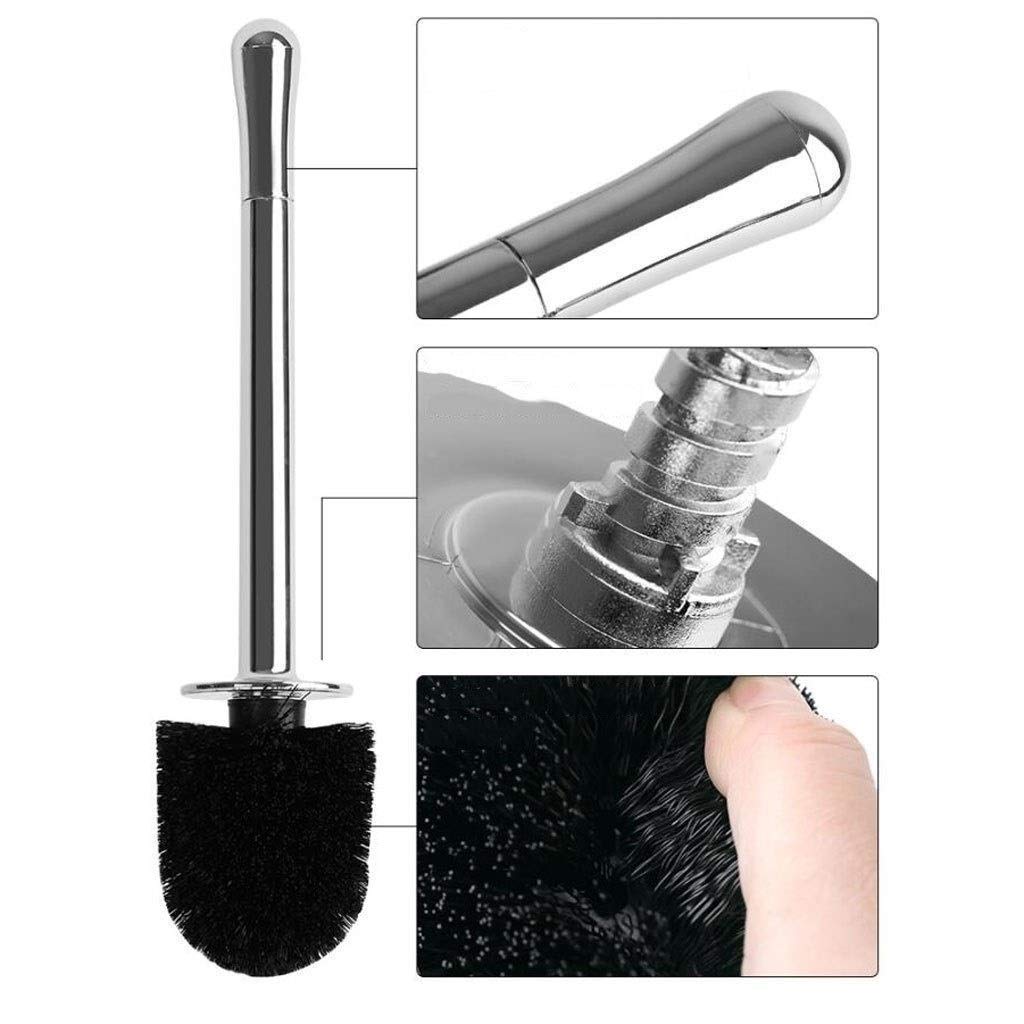 Escobilleros Acero Inoxidable Escobilla de baño Cuarto de baño WC Conjunto de Cepillo Suave de Pelo No Muerto Esquina Creativo de Cepillo del tocador Escobillero(D)