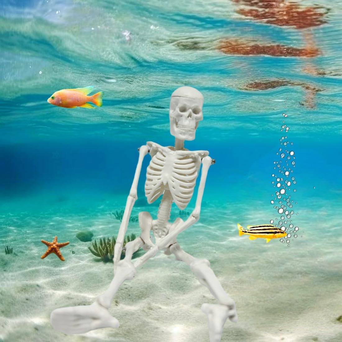 Aquarium Human Skull Model Skeleton Decor,Fish Tank Skull